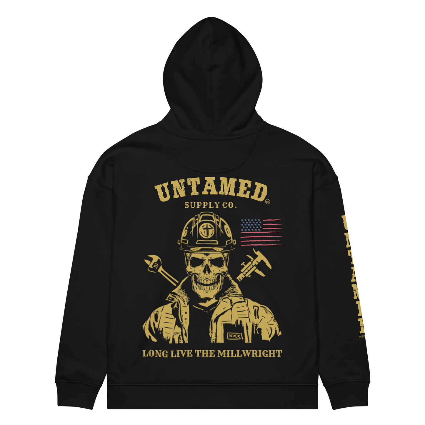 Long live the Millwright - US Flag - Unisex organic relaxed hoodie (bigger fit - recommend sizing down)