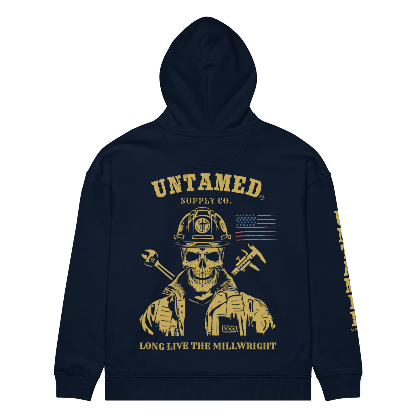 Long live the Millwright - US Flag - Unisex organic relaxed hoodie (bigger fit - recommend sizing down)